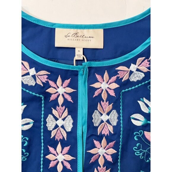 LA BELLUM HILLARY SCOTT Embroidered Short‎ Jacket Women's 1X Cobalt Multi NWT - Picture 10 of 15